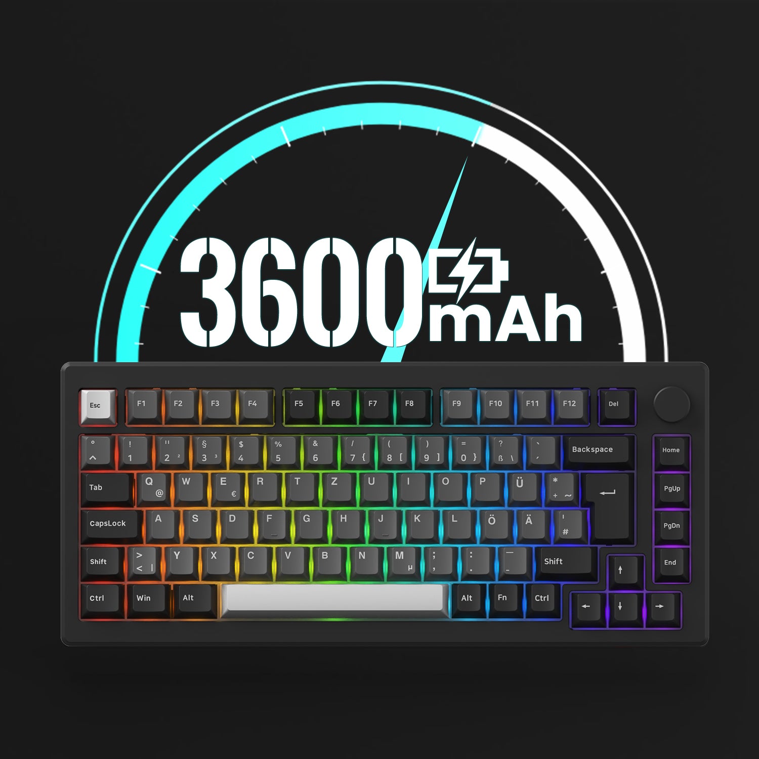 Akko MOD 007B HE Black & Silver ISO Keyboard 3600mAh Battery
