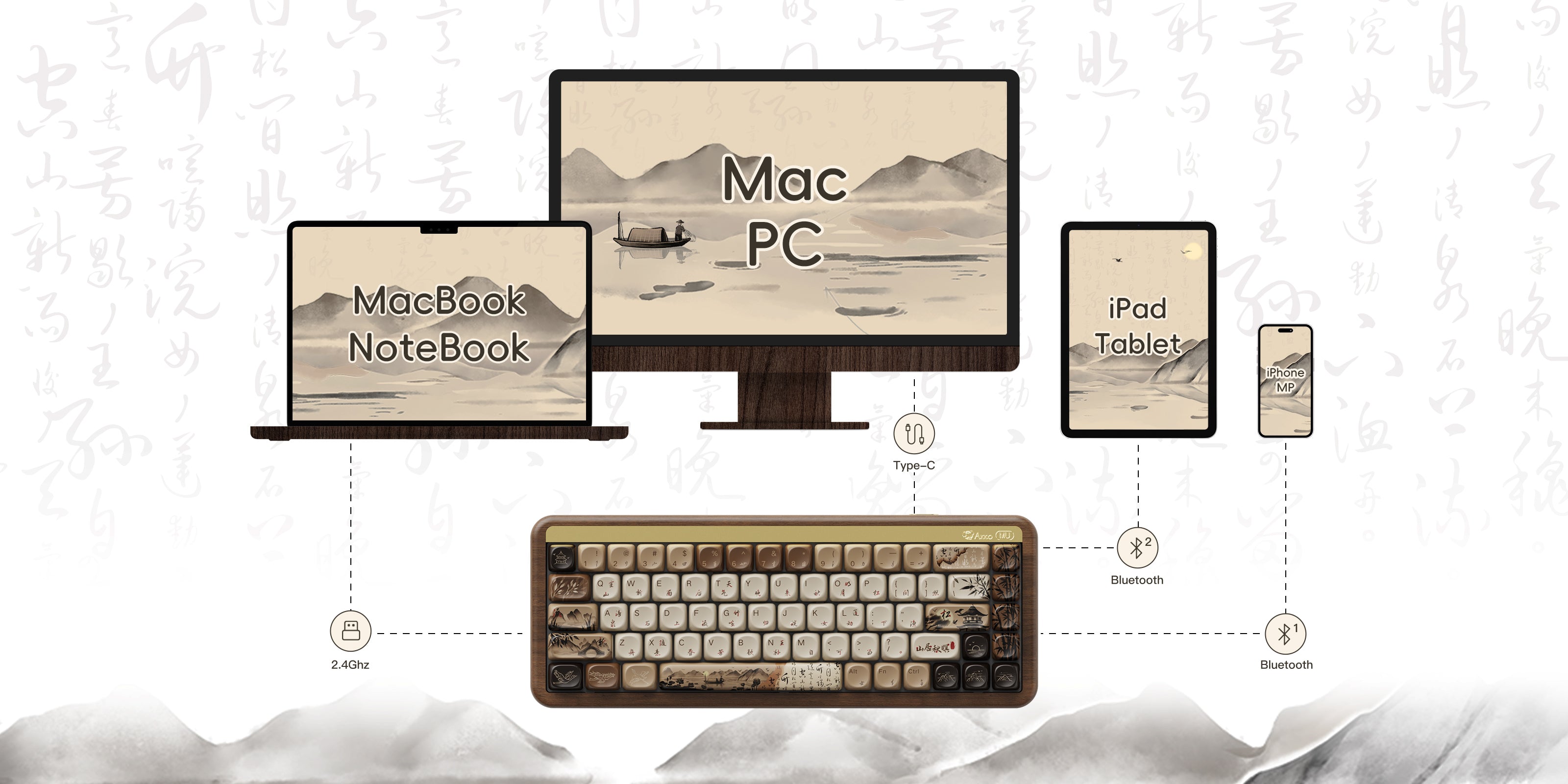 akko mu01 holz tastatur multi mode