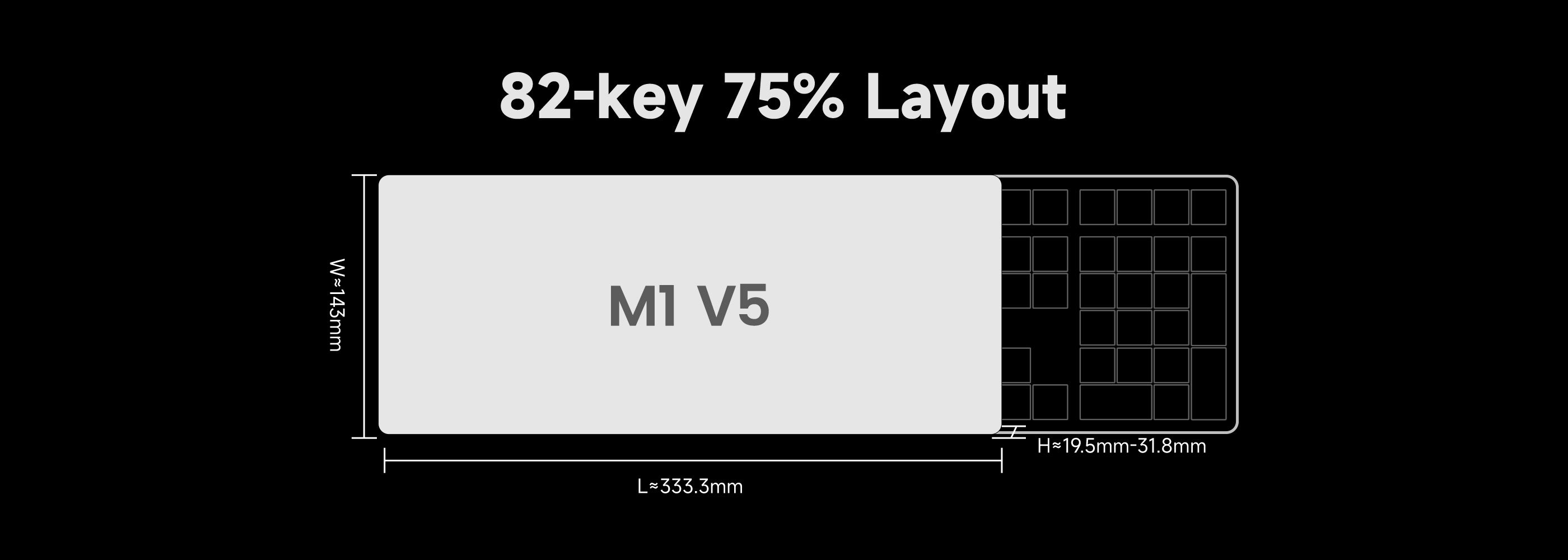 Monsgeek M1 V5 HE Magnetic Keyboard Size