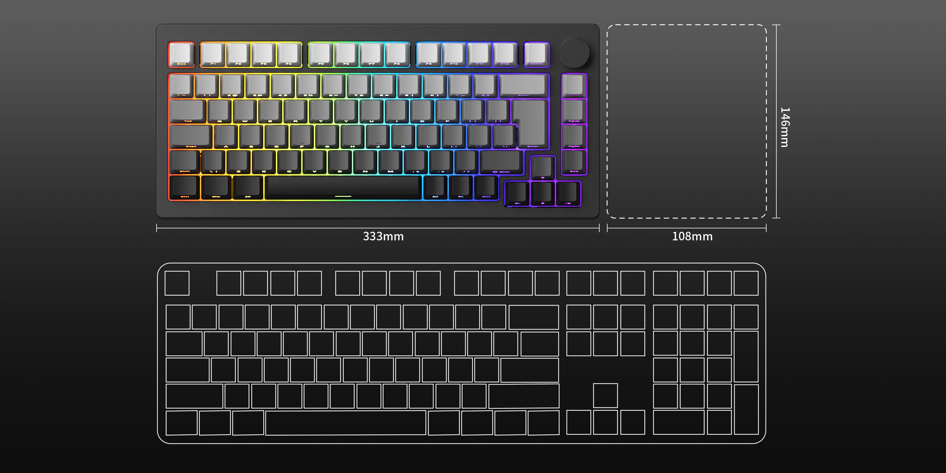 MonsGeek M1W V3 SP keyboard size