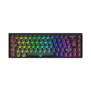 RGB Monsgeek FUN68 ISO HE Keyboard with colorful backlight on a white background