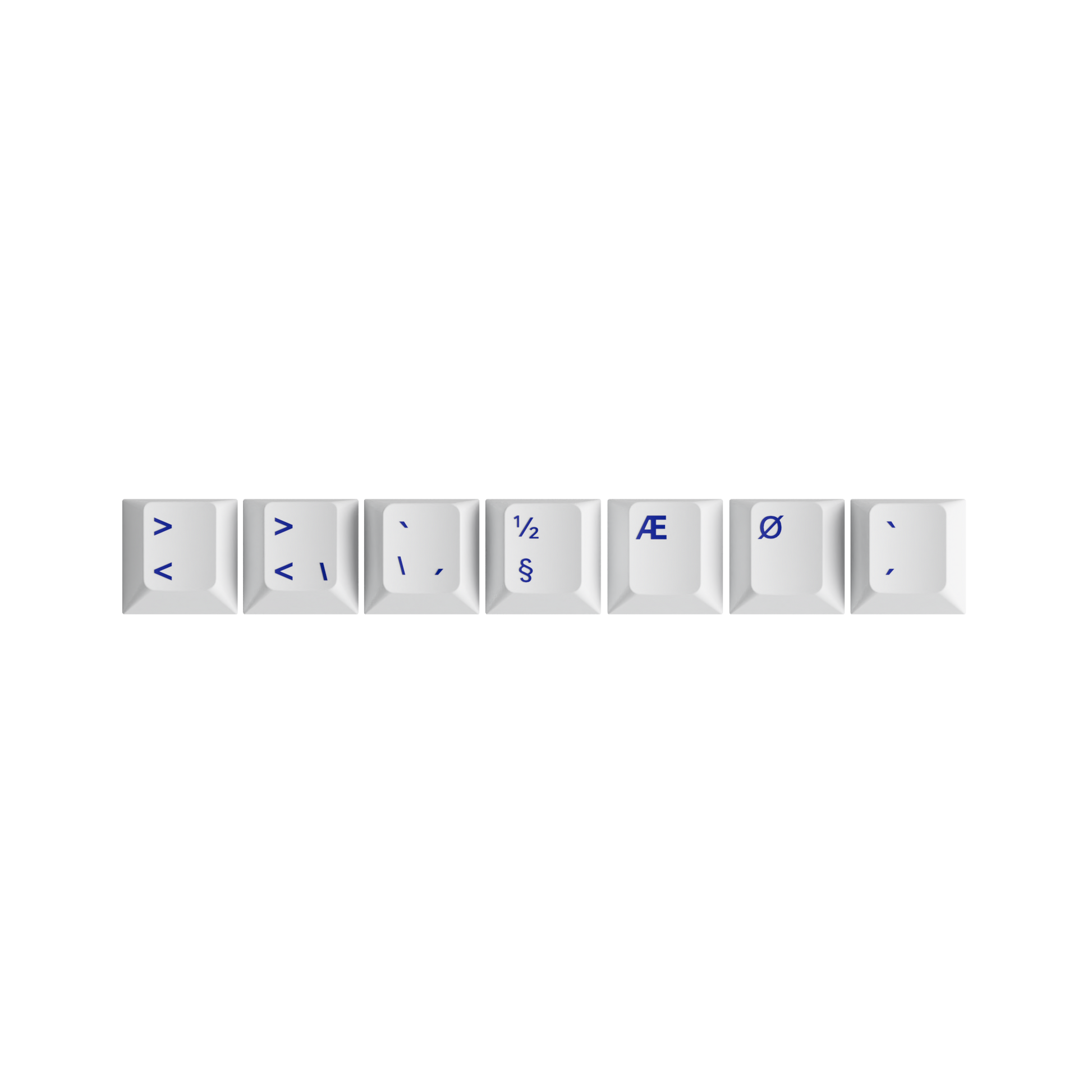Blue on White 3068B Plus ISO DE/Nordic Keyboard white keycaps