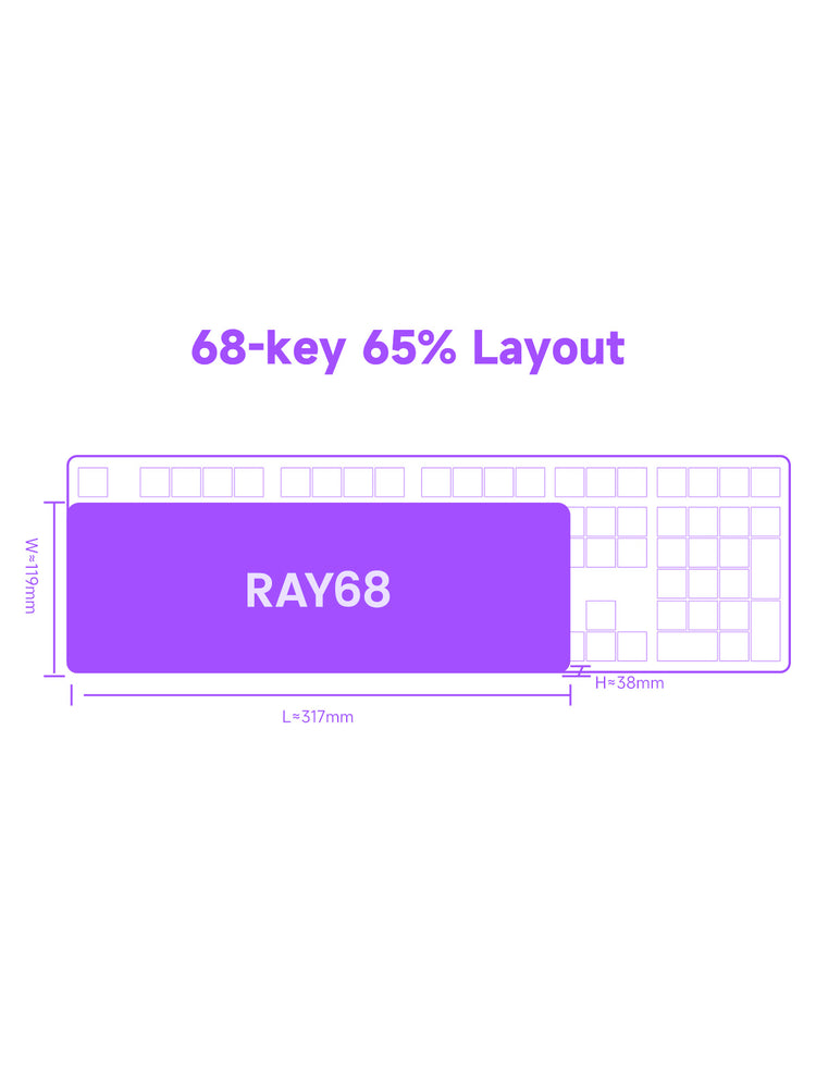 Akko Ray68 HE Magnetic Keyboard Size