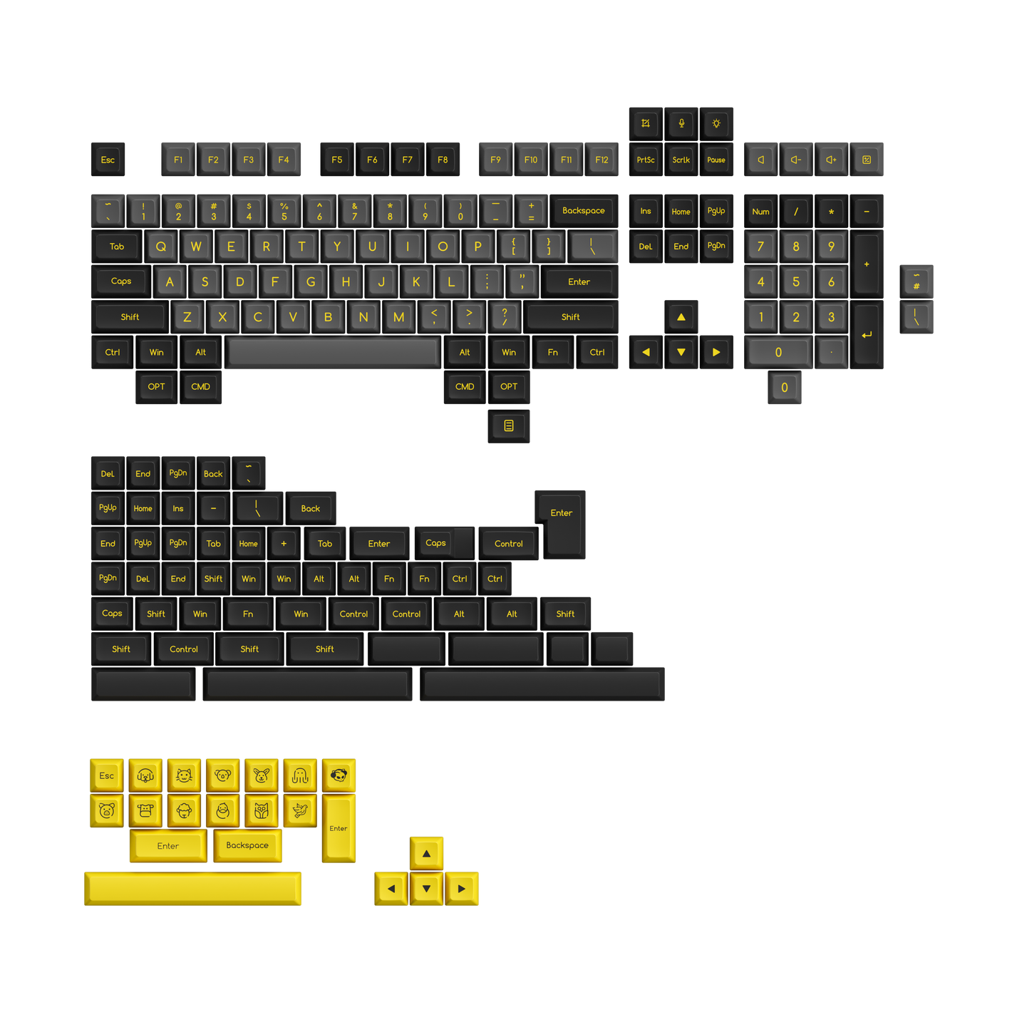 Black & Gold ABS SAL Keycap Set (195 Keys)