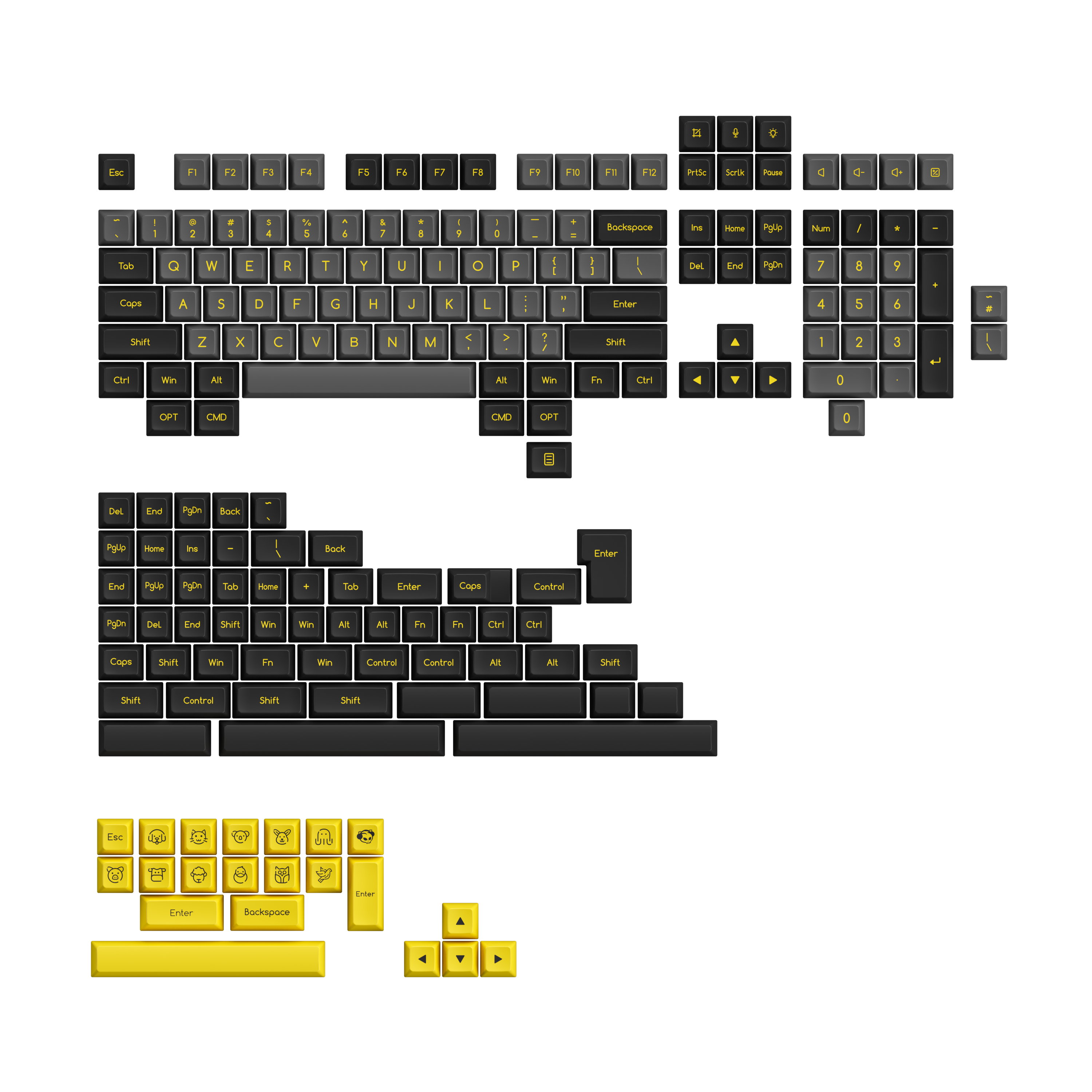 SAL Black & Gold Keycap Set (ABS, 195 Keys)