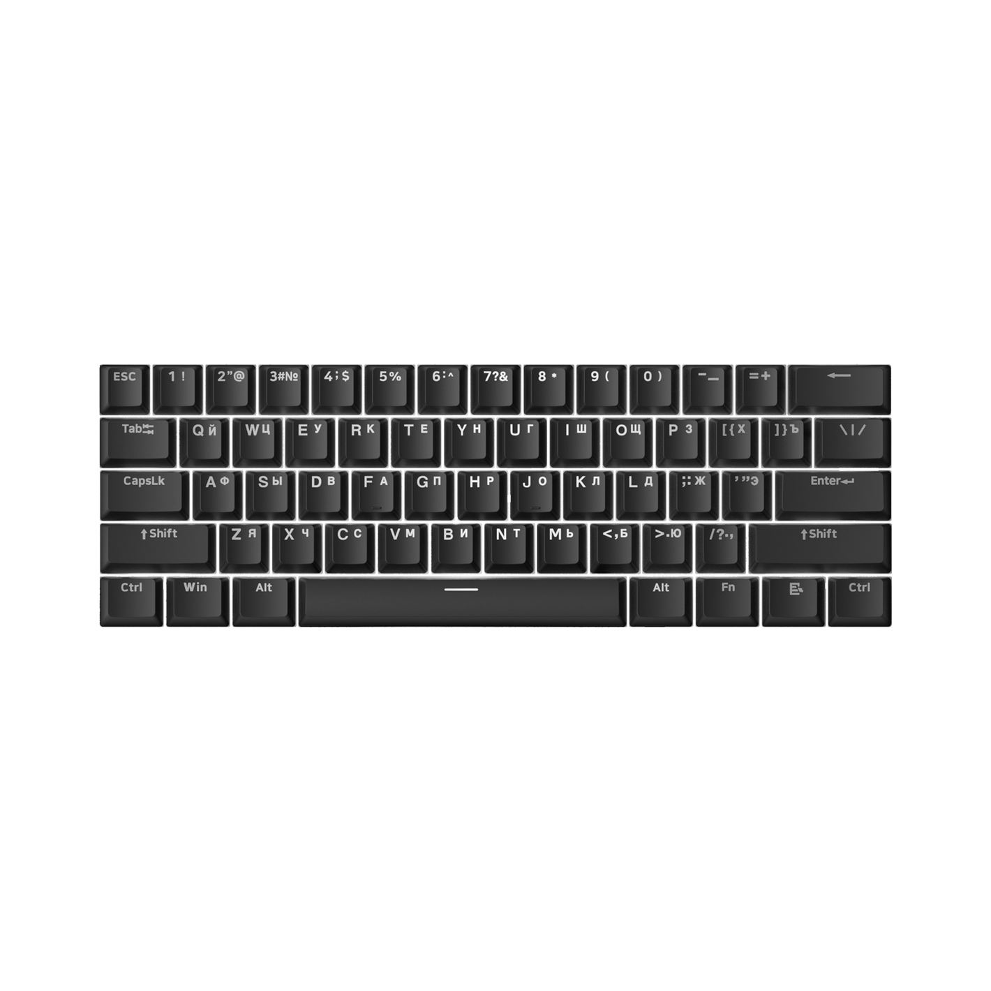 Akko Shine-Through Black Cyrillic Keycap Set (61-key)