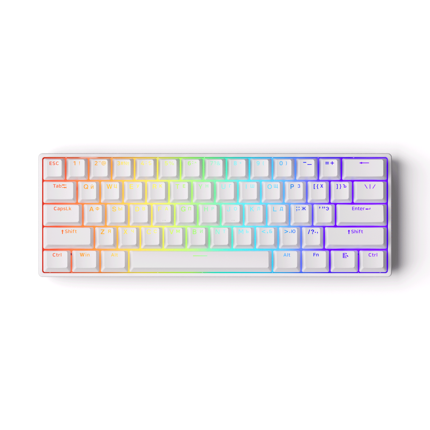 Akko Shine-Through White Cyrillic Keycap Set (61-key) Install on the Keyboard