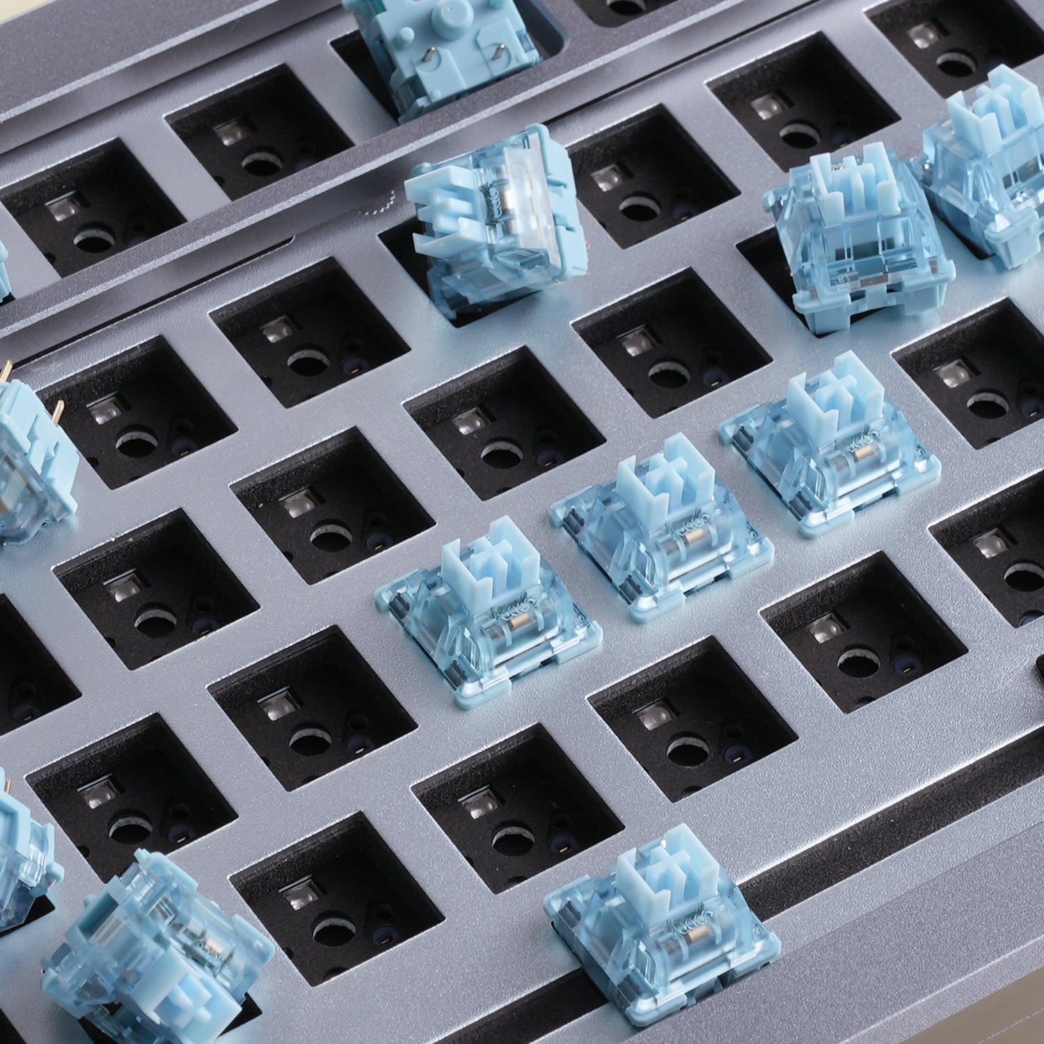 V3 Cream Blue Pro Switch on the keyboard ready to install