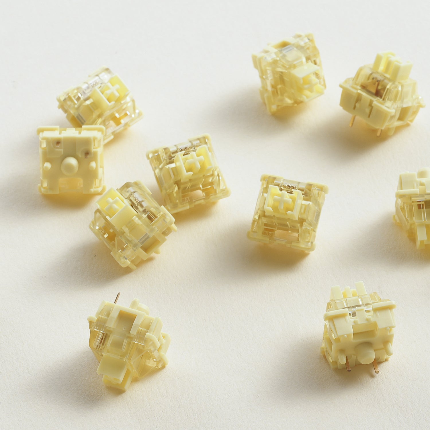 A collection of V3 Cream Yellow Pro Switches