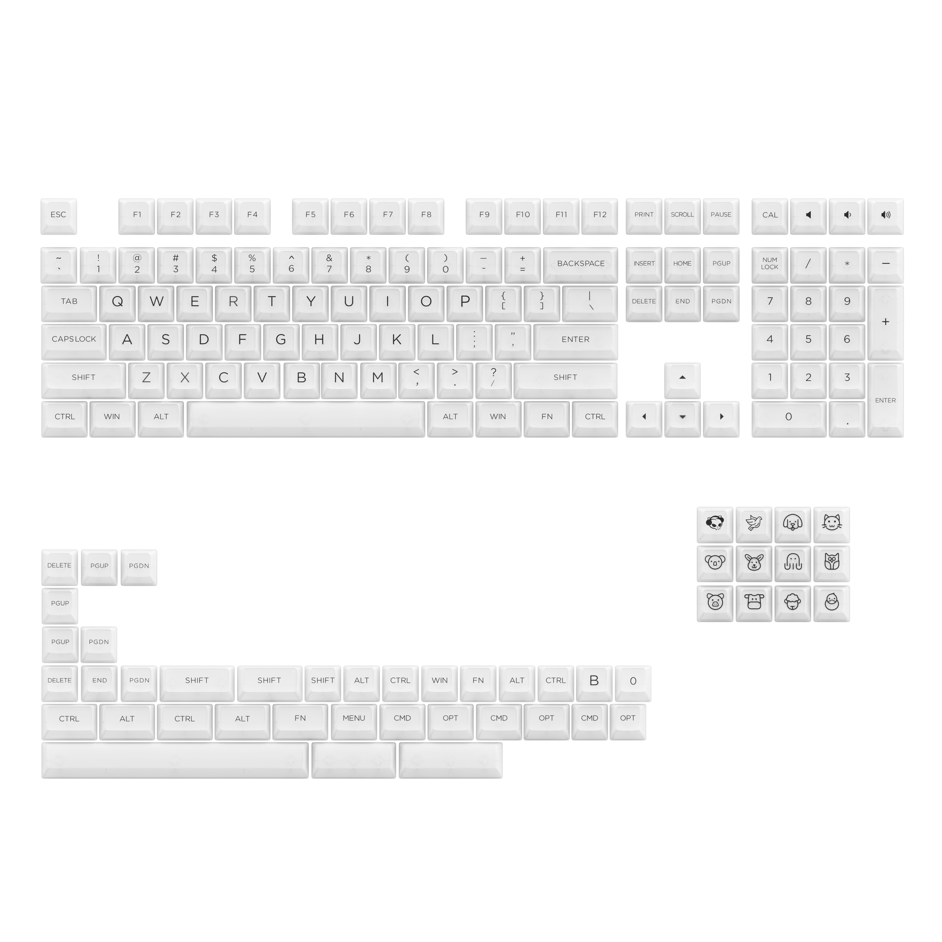 ASA Clear Keycap Set (polycarbonate, 155 keys)