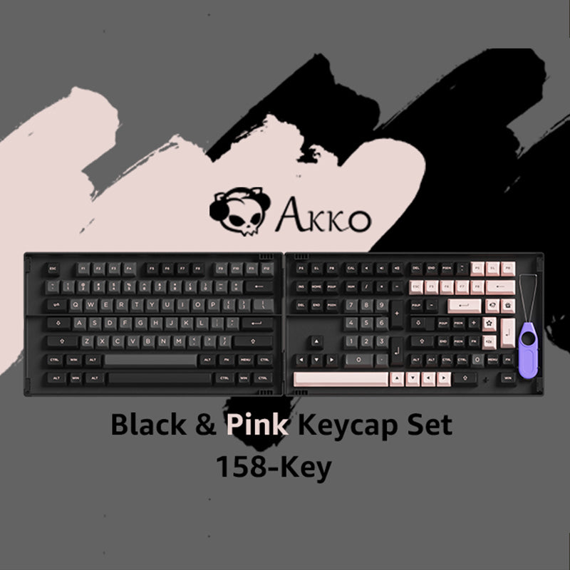 ASA Black & Pink Keycap Set (PBT, 158 Keys)