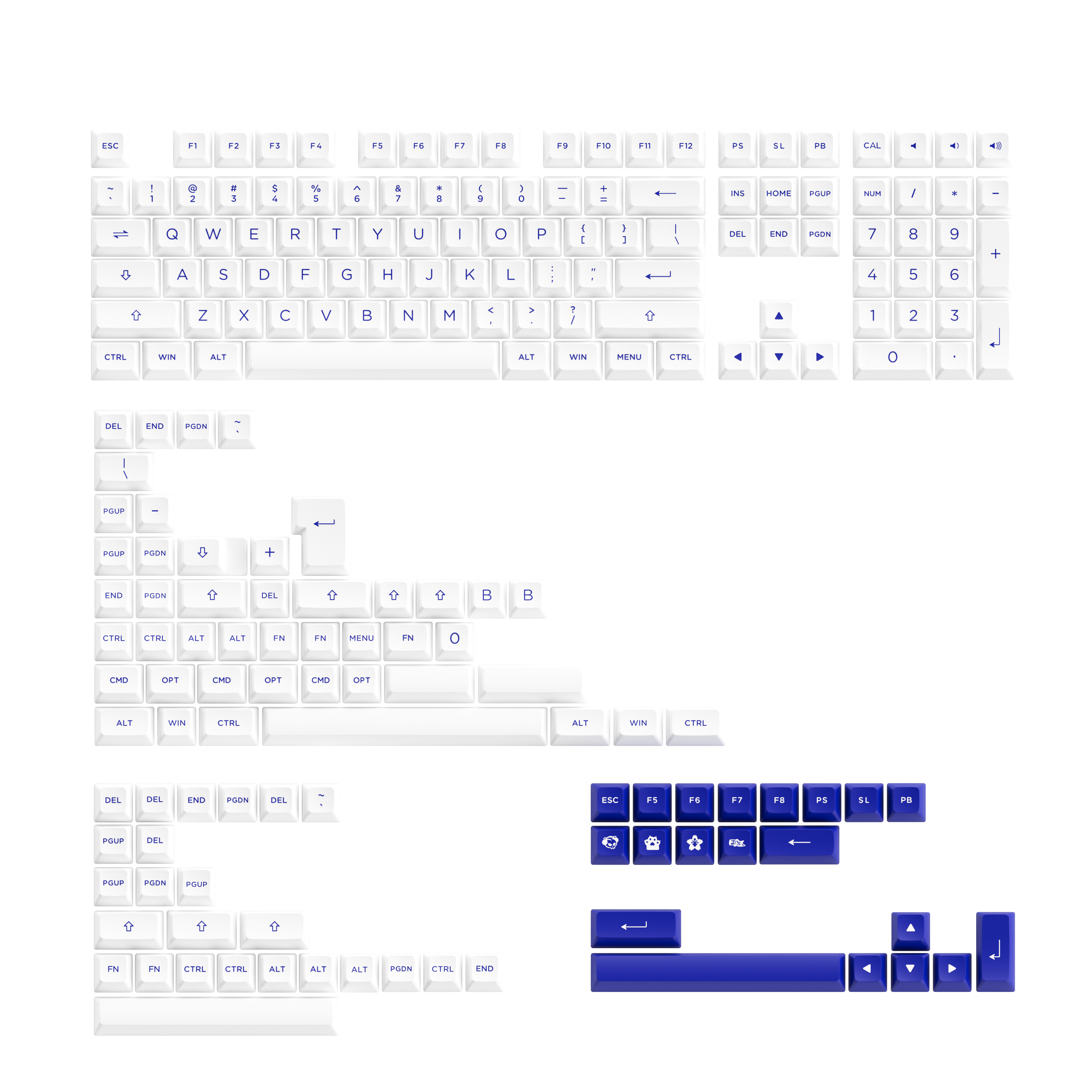 ASA Blue on White Keycap Set (PBT, 197 keys)