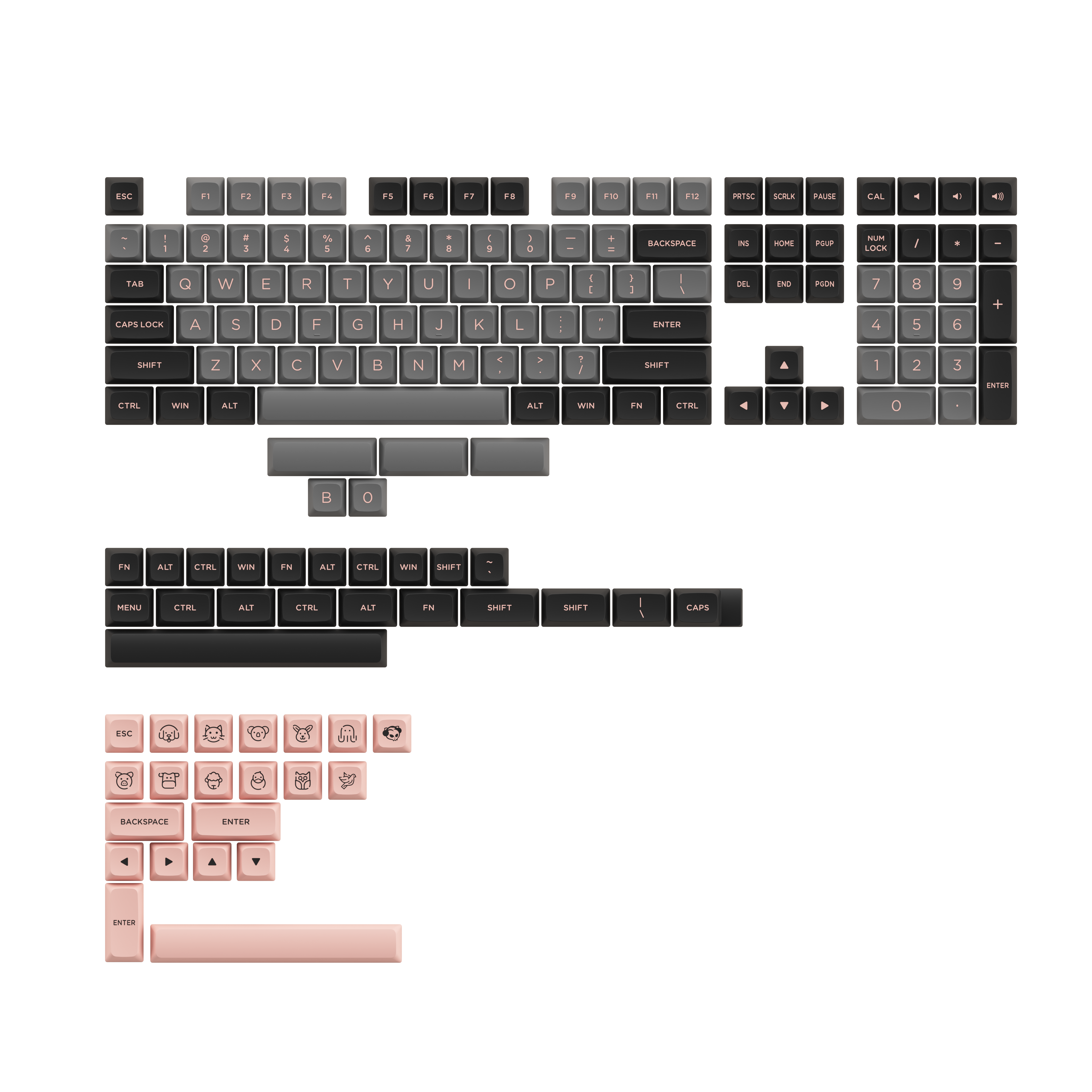 ASA-Low Black & Pink Keycap Set (PBT, 155 keys)